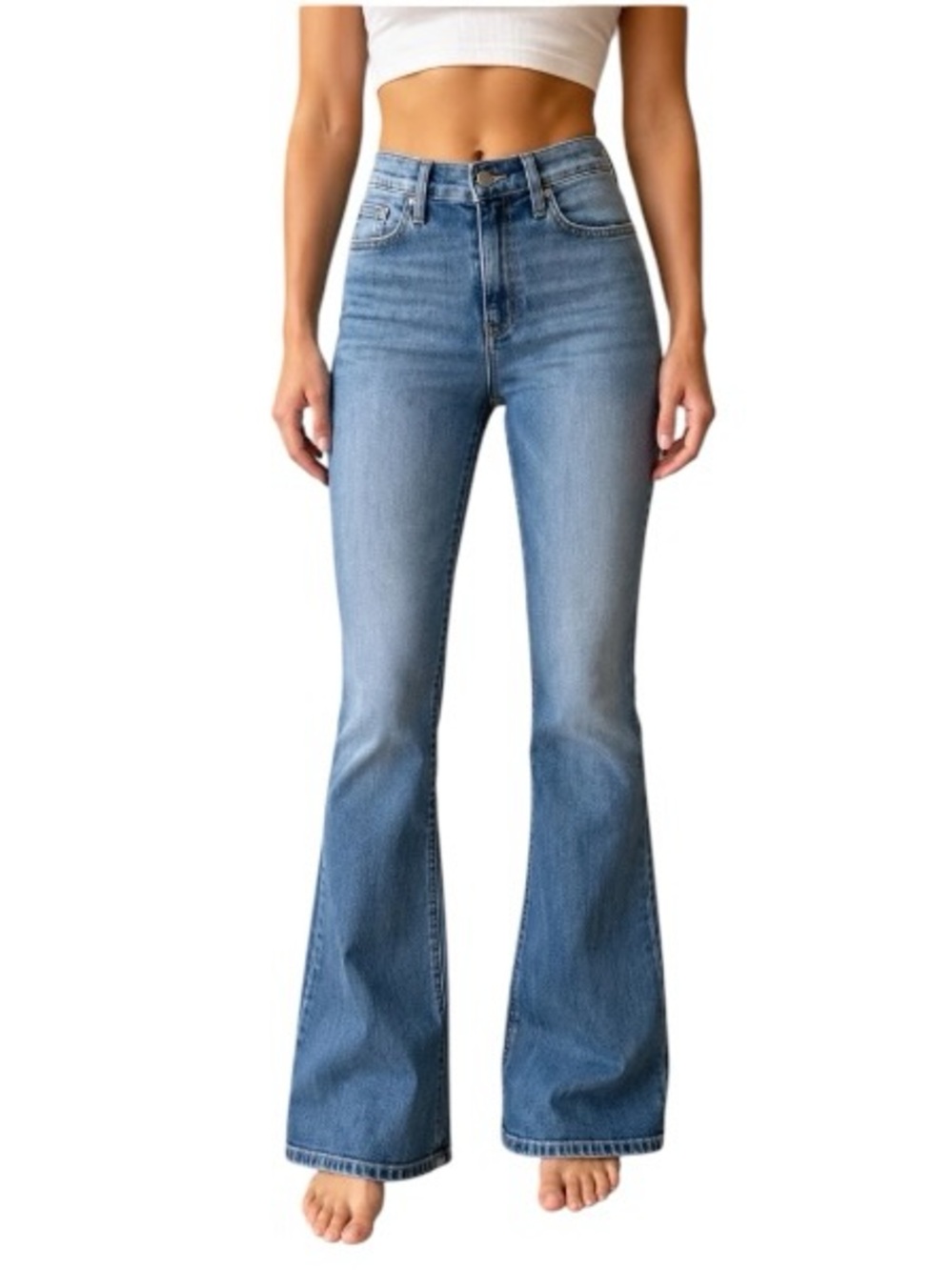 Joe's Jeans The Edo High-Rise Flare Jeans Medium Wash Stretch Denim 29